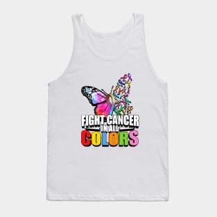 Fight Cancer In All Color Feather Breast Cancer Awareness Tank Top